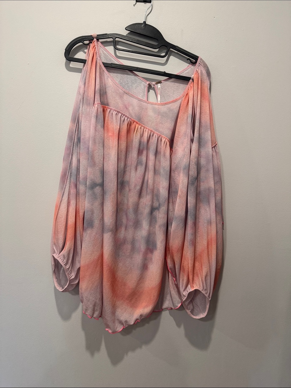 FP Women's Pink Tie-Dye Cold-Shoulder Blouse